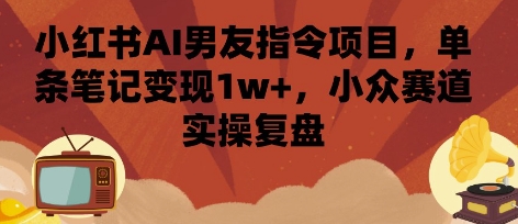 小红书AI男友指令项目,单条笔记变现1w+,小众赛道实操复盘-第一资源库