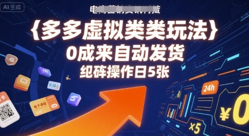 多多虚拟类目玩法,0成本全自动发货,矩阵操作日5张-第一资源库