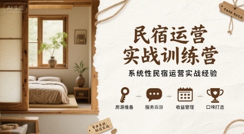 民宿运营实战训练营,系统性民宿运营实战经验-第一资源库