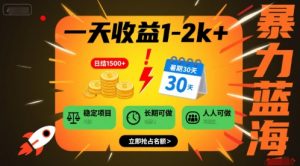 一天收益1-2k+ 稳定项目,暑期暴力蓝海项目,长期稳定,人人可做【揭秘】-第一资源库