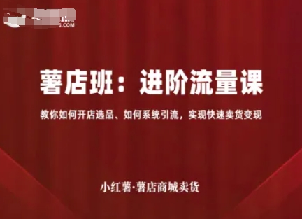 小红薯薯店商城卖货，进阶流量课，教你如何开店选品、如何系统引流，实现快速卖货变现-第一资源库