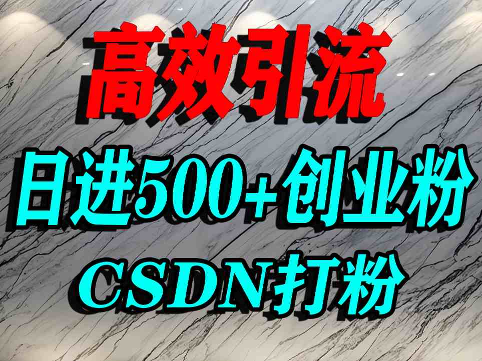 怎么打创业粉?CSDN又一个你不知道的打粉引流神秘平台,单人日引500+精准流量-第一资源库