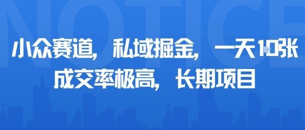 小众赛道,私域掘金,一天多张,成交率极高,长期项目-第一资源库