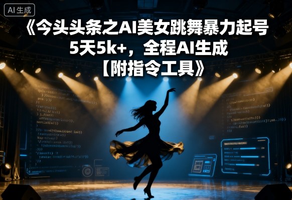 今日头条之AI美女跳舞暴力起号,5天1k+,全程AI生成【附指令工具】-第一资源库