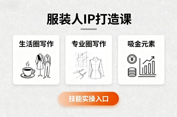 服装人IP打造课,文案创富+生活圈写作+专业圈写作+服装人专属+吸金元素+技能实操-第一资源库