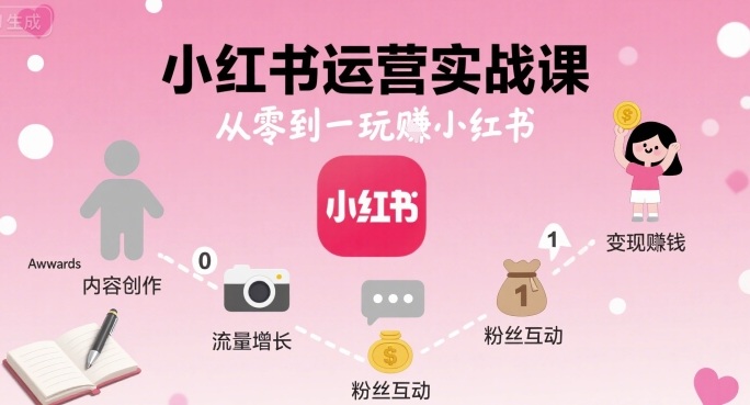 小红书运营实战课,从零到一玩賺小红书-第一资源库