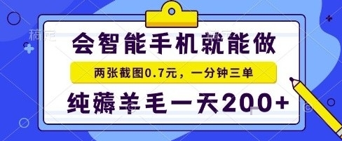 手机项目,二十秒一单,纯薅羊毛一天2张+做就有【揭秘】-第一资源库