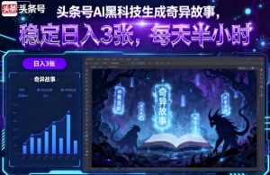 头条号AI黑科技生成奇异故事,稳定日入3张,每天半小时-第一资源库
