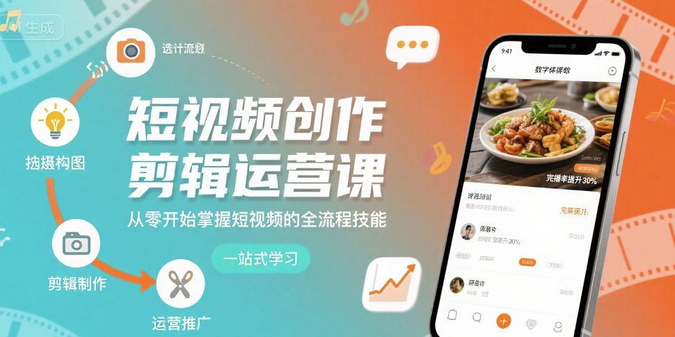 短视频创作剪辑运营课,从零开始掌握短视频的全流程技能-第一资源库
