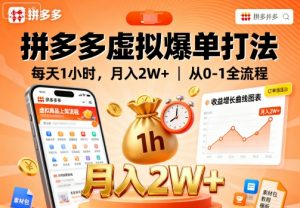 拼多多虚拟爆单打法，每天1小时，月入2W+，从0-1全流程-第一资源库