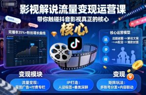 影视解说流量变现运营课,带你触碰抖音影视真正的核心-第一资源库