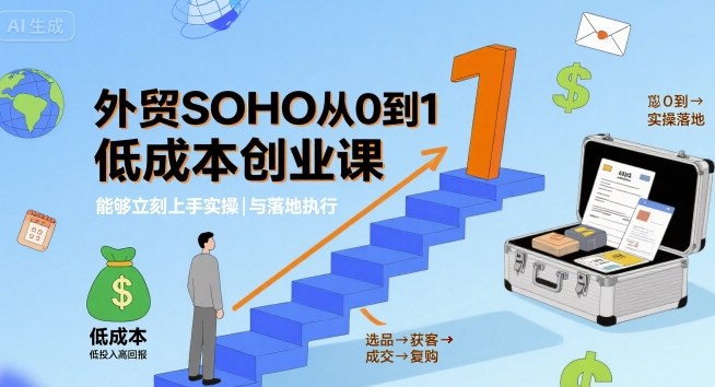 外贸SOHO从0到1低成本创业课,能够立刻上手实操与落地执行-第一资源库