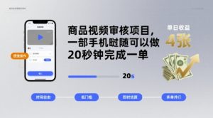 商品视频审核项目，一部手机随时随地都可以做，20秒钟完成一单，单日收益 4张【揭秘】-第一资源库