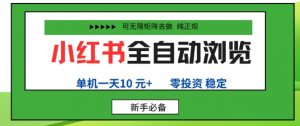 小红书全自动浏览项目，零投资，全程手机去跑，单账号一天10米+，可无限矩阵去做【揭秘】-第一资源库