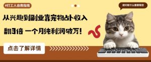 从兴趣到副业靠宠物占卜收入翻3倍一个月纯利润破W-第一资源库