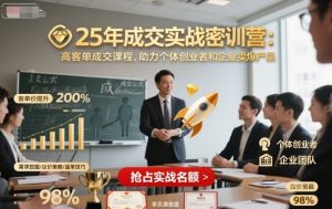 25年成交实战密训营,高客单成交课程,助力个体创业者和企业卖爆产品-第一资源库