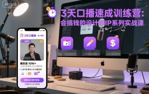 3天口播速成训练营,会搞钱的设计师IP系列实战课-第一资源库