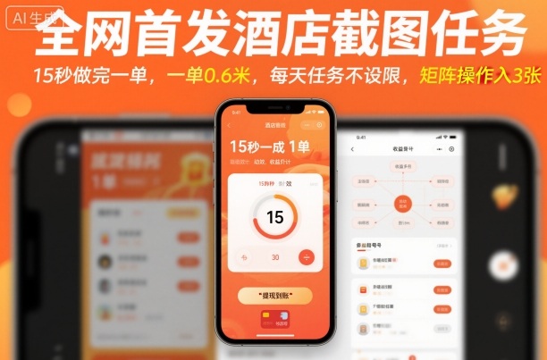 全网首发酒店截图任务,15秒做完一单,一单0.6米,每天任务不设限,矩阵操作日入3张【揭秘】-第一资源库
