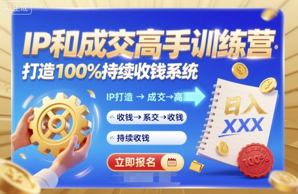 带你成为IP和成交高手的训练营,打造100%持续收钱系统-第一资源库