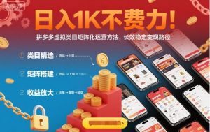 日入1K不费力!拼多多虚拟类目矩阵化运营方法,长效稳定变现路径-第一资源库