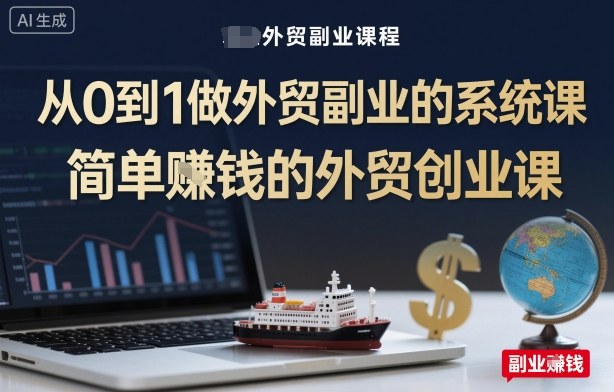 从0到1做外贸副业的系统课,简单賺钱的外贸创业课-第一资源库