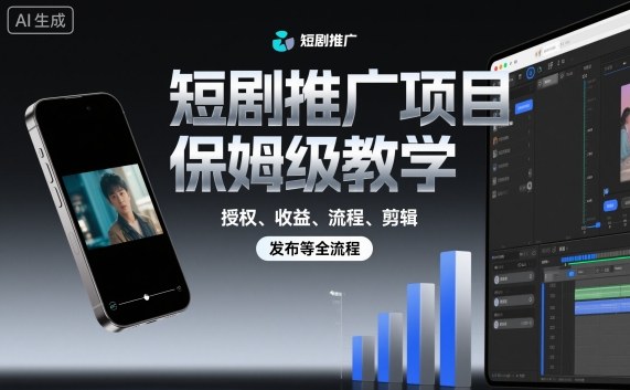 短剧推广项目保姆级教学,授权、收益、流程、剪辑,发布等全流程-第一资源库