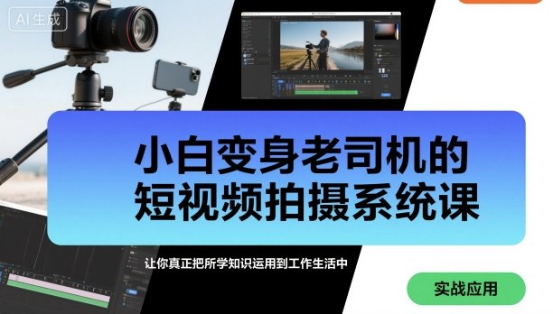 小白变身老司机的短视频拍摄系统课,让你真正把所学知识运用到工作生活中-第一资源库
