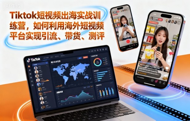 Tiktok短视频出海实战训练营,如何利用海外短视频平台实现引流、带货、测评-第一资源库