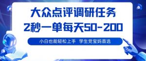 大众点评调研,电脑任务,2秒一单每天50-2张,学生党宝妈首选【揭秘】-第一资源库