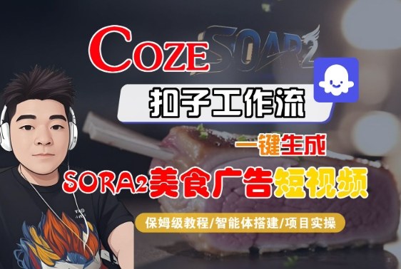 Coze扣子智能体工作流一键生成“SORA2美食广告“短视频,全流程保姆级教学-第一资源库