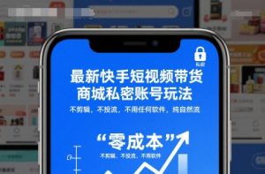 最新快手短视频带货商城私密账号玩法，不剪辑，不投流，不用任何软件，纯自然流-第一资源库