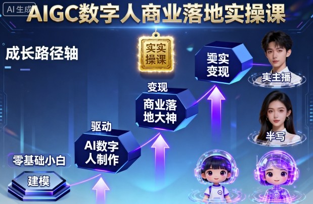 AIGC数字人商业落地实操课,从零基础小白到AI数字人大神-第一资源库