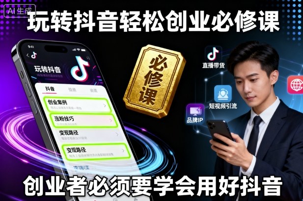 玩转抖音轻松创业必修课,创业者必须要学会用好抖音-第一资源库