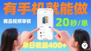 20秒做一单！商品视频审核项目，有手机就可以做，随时随地不限地方不限时间，单日收益4张【揭秘】-第一资源库