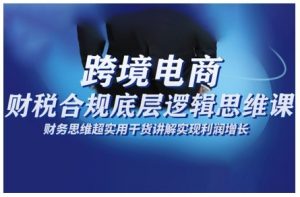 跨境电商财稅合规底层逻辑思维课，财务思维超实用于货讲解实现利润增长-第一资源库