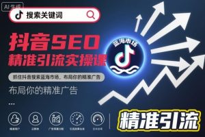 抖音SEO精准引流实操课,抓住抖音搜索蓝海市场,布局你的精准广告-第一资源库