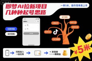 即梦AI拉新项目几种起号思路,一单5米,操作简单易上手-第一资源库