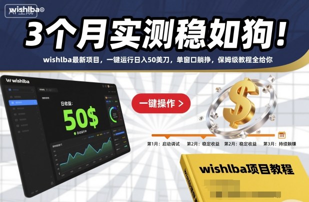 3个月实测稳如狗!wishlba最新项目,一键运行日入50美刀,单窗口躺挣,保姆级教程全给你【揭秘】-第一资源库