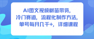 AI图文视频树苗带货,冷门赛道,流程化制作方法,单号每月几K,详细课程-第一资源库