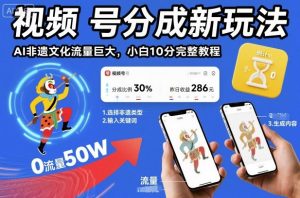 视频号分成新玩法，AI非遗文化流量巨大，小白10分钟搞定，完整教程-第一资源库