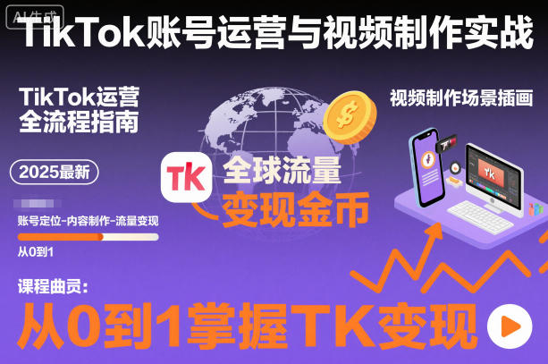 2025最新TikTok账号运营与视频制作实战全流程,从0到1掌握TK变现(含11月最新TK搬运技术)-第一资源库
