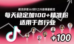 截流获客从0到1之抖音爆量截流,每天稳定加100+精准粉,适用于各行业-第一资源库