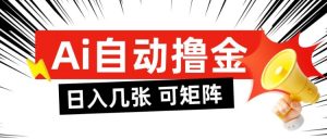 AI自动撸金,日入几张,全自动不占用时间,可矩阵批量放大操作【揭秘】-第一资源库