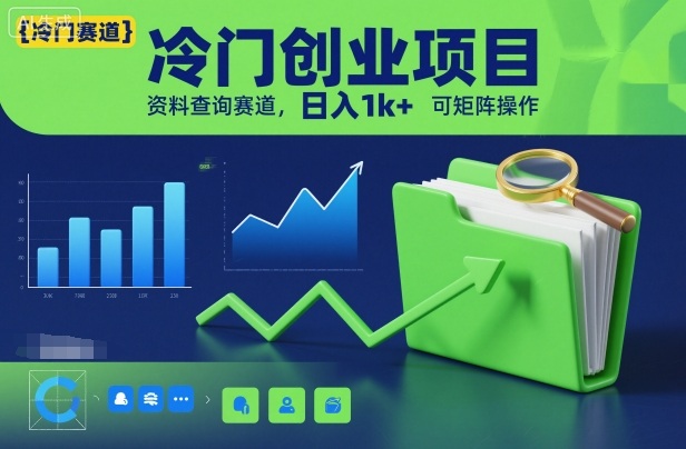 冷门创业项目,资料查询赛道,日入1k+,可矩阵操作-第一资源库