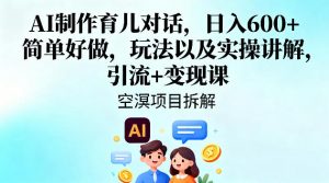 AI制作育儿对话,日入6张+,简单好做,玩法以及实操讲解,引流+变现课-第一资源库