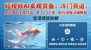短视频AI卖观赏鱼,冷门赛道,全部用AI生成作品,卖了1.5W单,制作流程详细教程-第一资源库