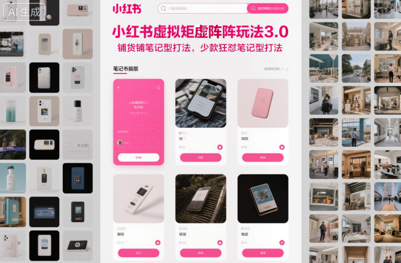 小红书虚拟矩阵玩法3.0,铺货铺笔记型打法,少款狂怼笔记型打法-第一资源库