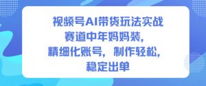 视频号AI带货玩法实战,赛道中年妈妈装,精细化账号,制作轻松,稳定出单-第一资源库