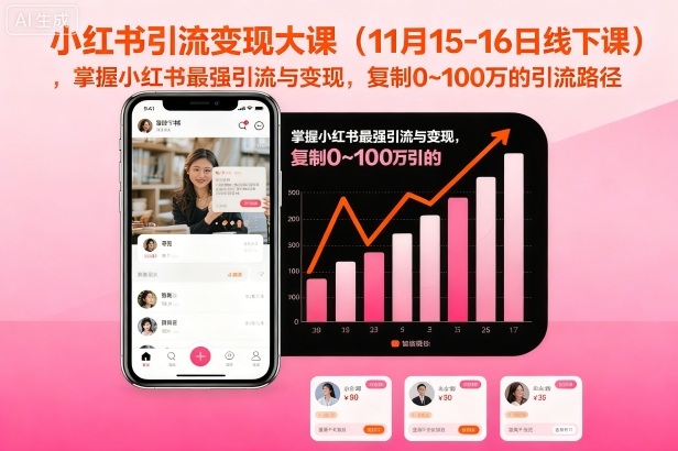 小红书引流变现大课（11月15-16日线下课），掌握小红书最强引流与变现，复制0~100万的引流路径-第一资源库