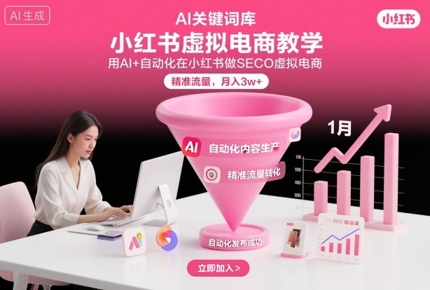 小红书虚拟电商项目,用AI+自动化在小红书做SEO虚拟电商,精准流量,月入3w+-第一资源库